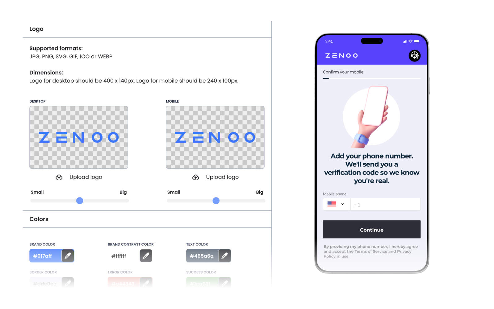 Brand and layout customisation